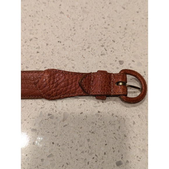 Vintage Polo Ralph Lauren Textured Leather Covered Buckle Belt‎ 32 Brown Tan EUC - Picture 4 of 12